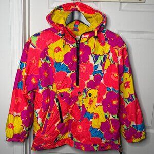 Vintage Obermeyer Down Ski Jacket 80s Snow Outdoor Women Small Retro Colorful